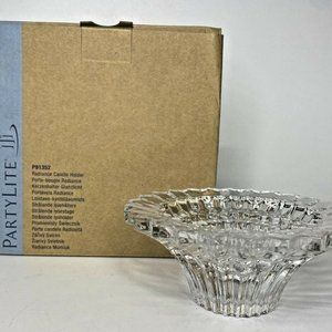 PartyLite Glass Cut Radiance Candle Holder Fits 1"-3" Round Candles 5"x2.25"